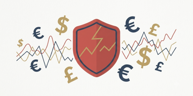 Illustration representing major currency market risks for 2026