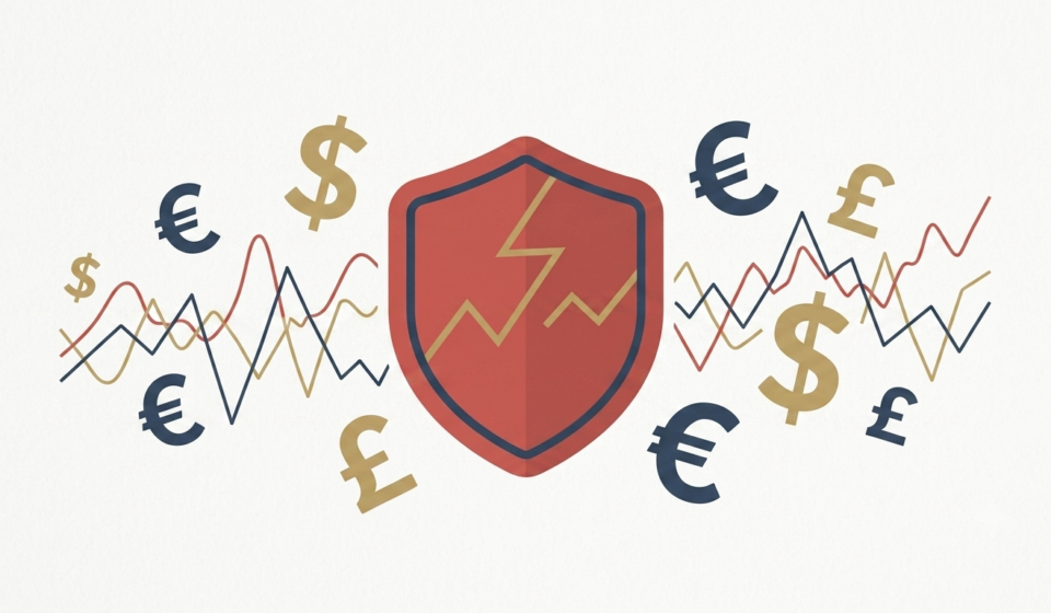 Illustration representing major currency market risks for 2026